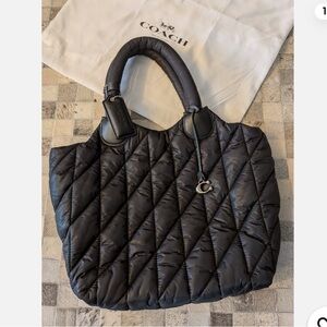 Elegant Black Quilted Tote Bag